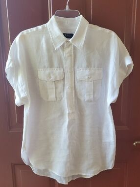Polo by Ralph Lauren White Short-Sleeve Linen Button-Front Shirt